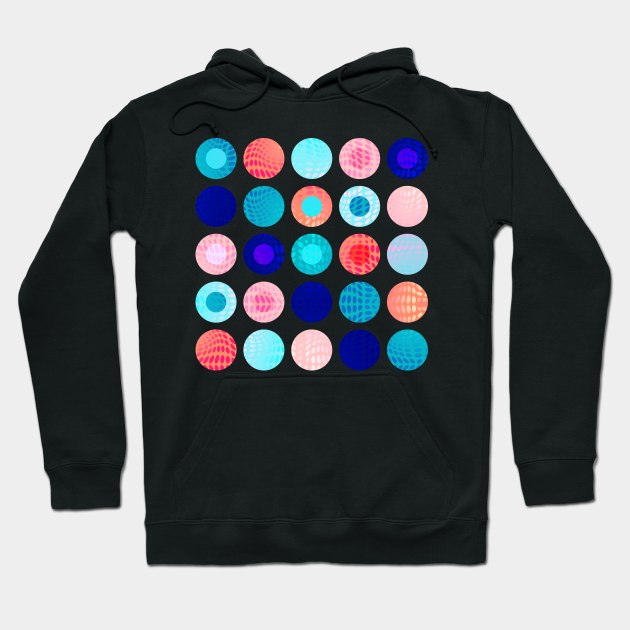 Big polka dots geometrical composition in blue and pink Hoodie by IngaDesign